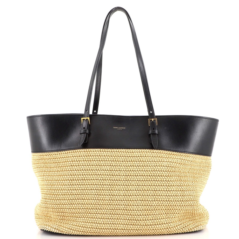 Boucle E/W Shopping Tote Raffia with Leather Medium S744816949711