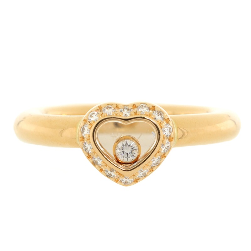 Happy Diamonds 1 Diamond Heart Ring 18K Yellow Gold and Diamonds