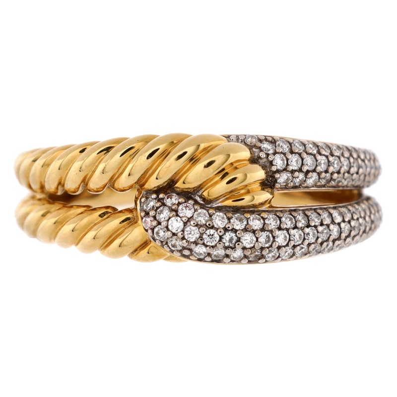 Labyrinth Single Loop Ring 18K Yellow Gold with Diamonds