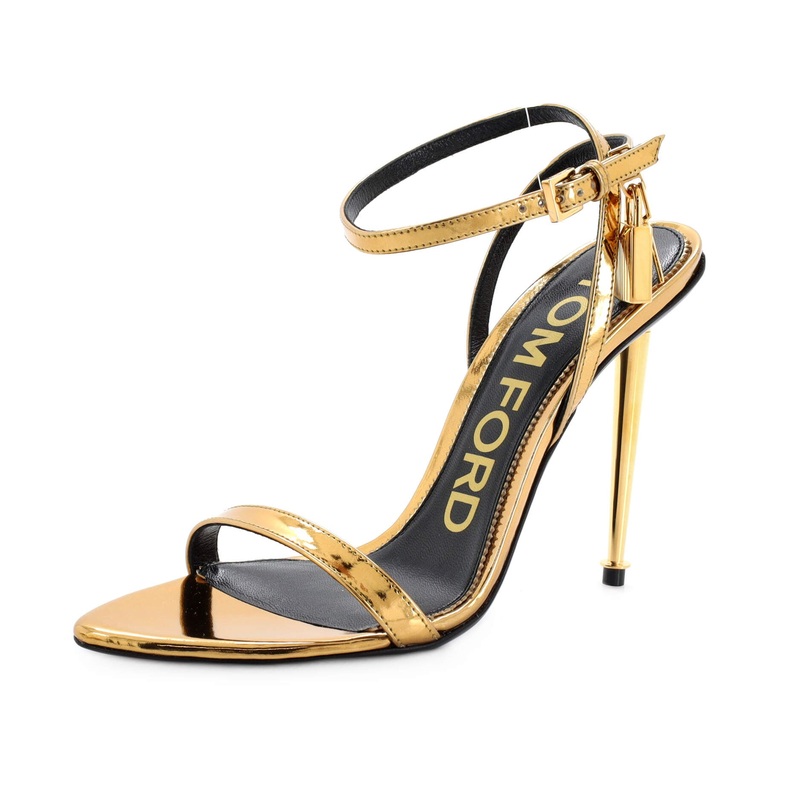 Women’s Padlock Pointy Naked Heeled Sandals Leather 105 S744816949270