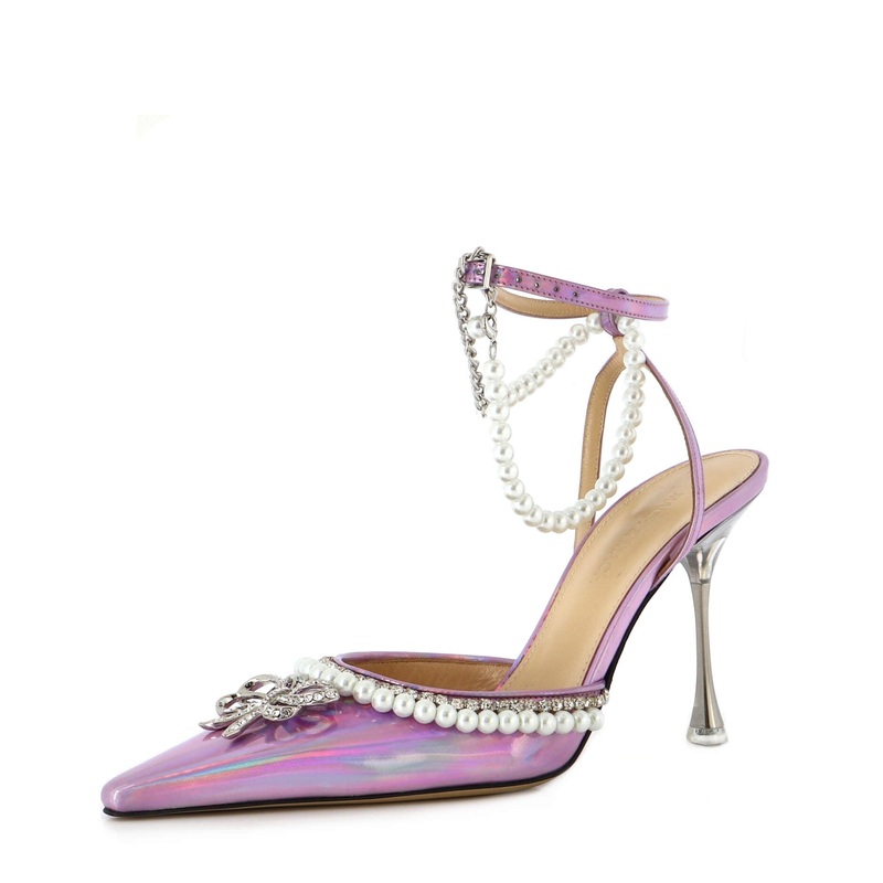Women’s Sophie Ankle Strap Pumps Iridescent Leather 100 S744816943075