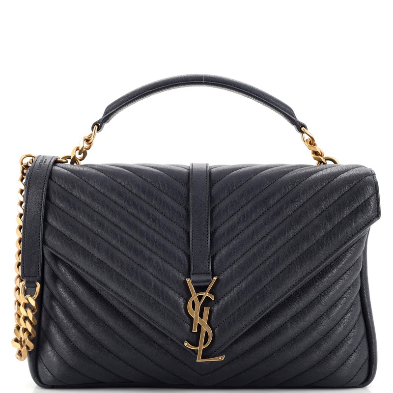 Classic Monogram College Bag Matelasse Chevron Leather and Suede Large