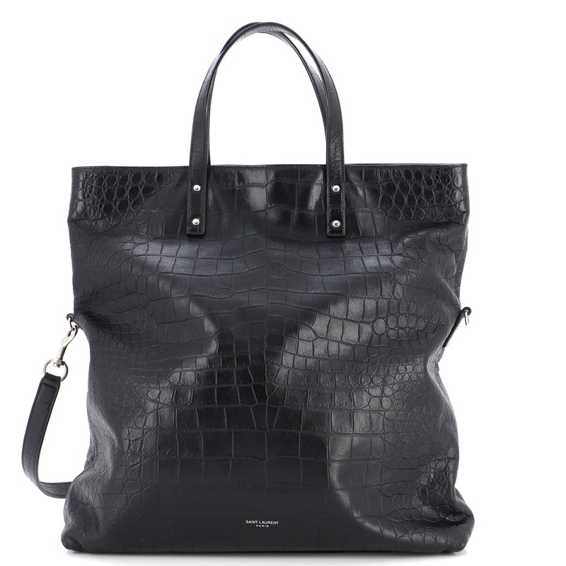 Ethan Foldable Shopping Tote Crocodile Embossed Leather Large S744816937972