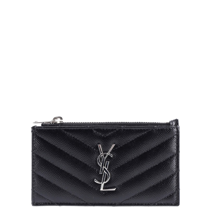 Monogram Fragments Zip Card Holder Matelasse Chevron Leather S744816940470
