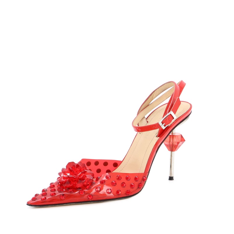 Women’s Rose Crystal Heel Pumps Embellished PVC 110