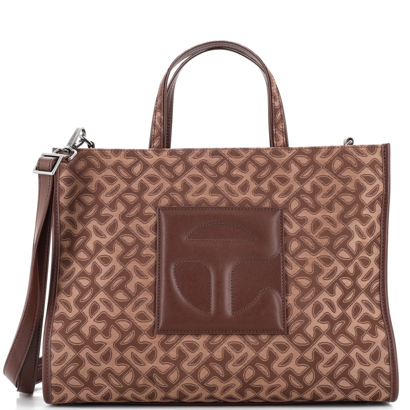 Shopping Tote Monogram Jacquard with Faux Leather Medium S744816928184