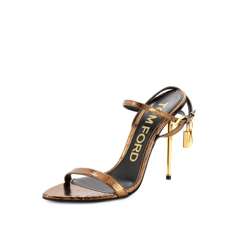 Women’s Padlock Pointy Naked Heeled Sandals Leather 105 S744816928696