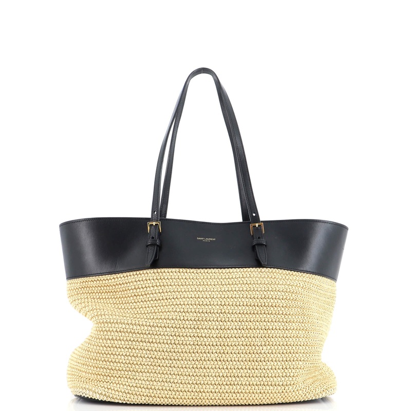 Boucle E/W Shopping Tote Raffia with Leather Medium S744816919358