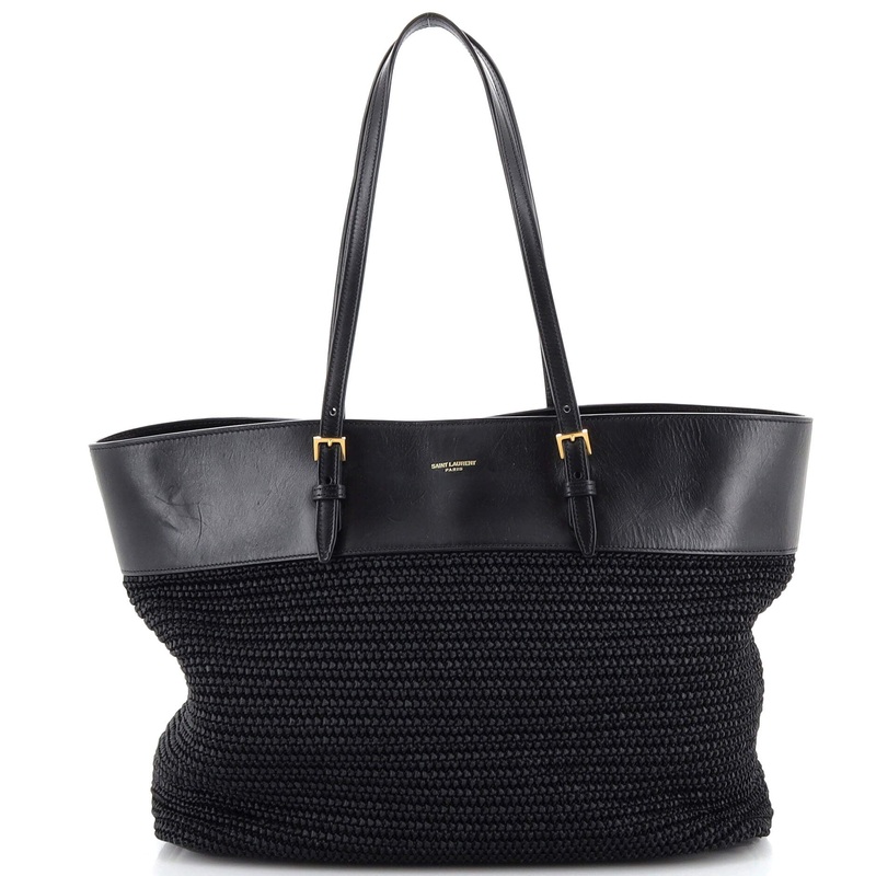 Boucle E/W Shopping Tote Raffia with Leather Medium S744816921711