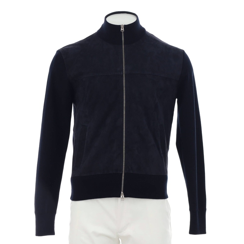 Men’s Zip Up Bomber Jacket Suede and Wool