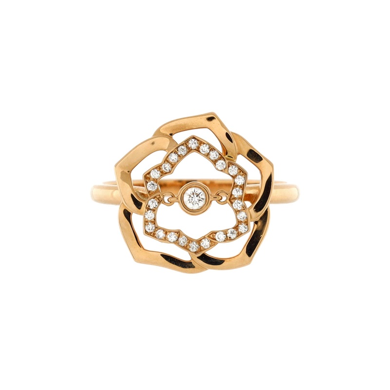 Rose Cutout Ring 18K Rose Gold with Diamonds
