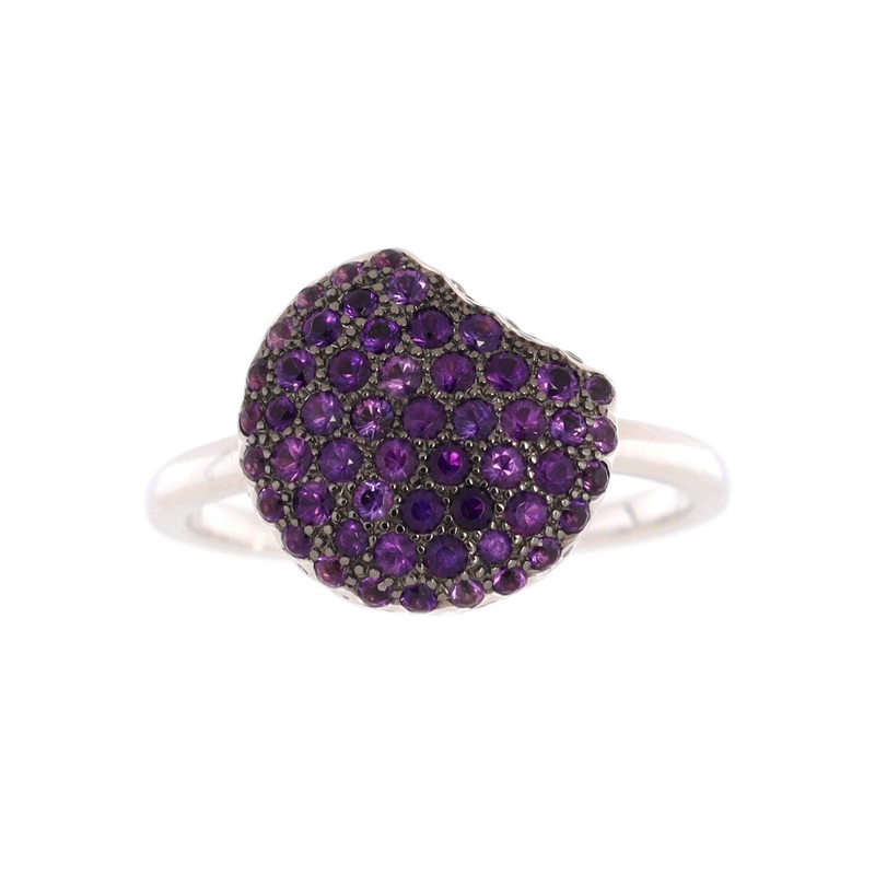 Tentation Macaron Ring 18K White Gold and Amethyst