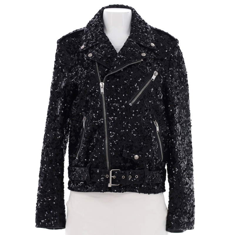 Women’s Biker Jacket Sequin Embellished Leather