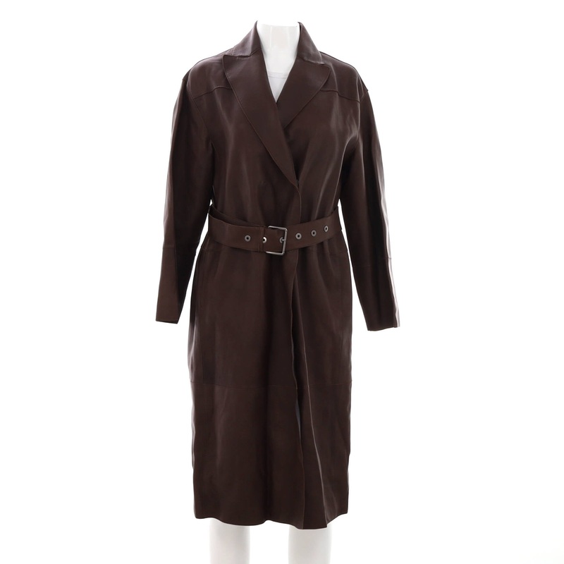 Women’s Double Breasted Belted Trench Coat Leather