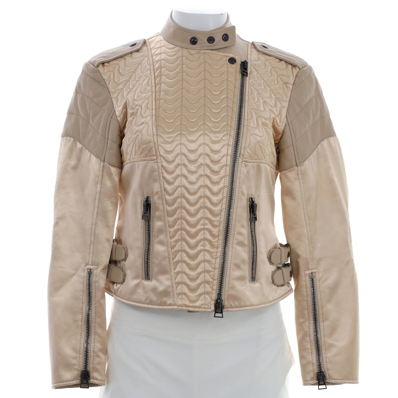 Women’s Zip Biker Jacket Quilted Leather and Viscose