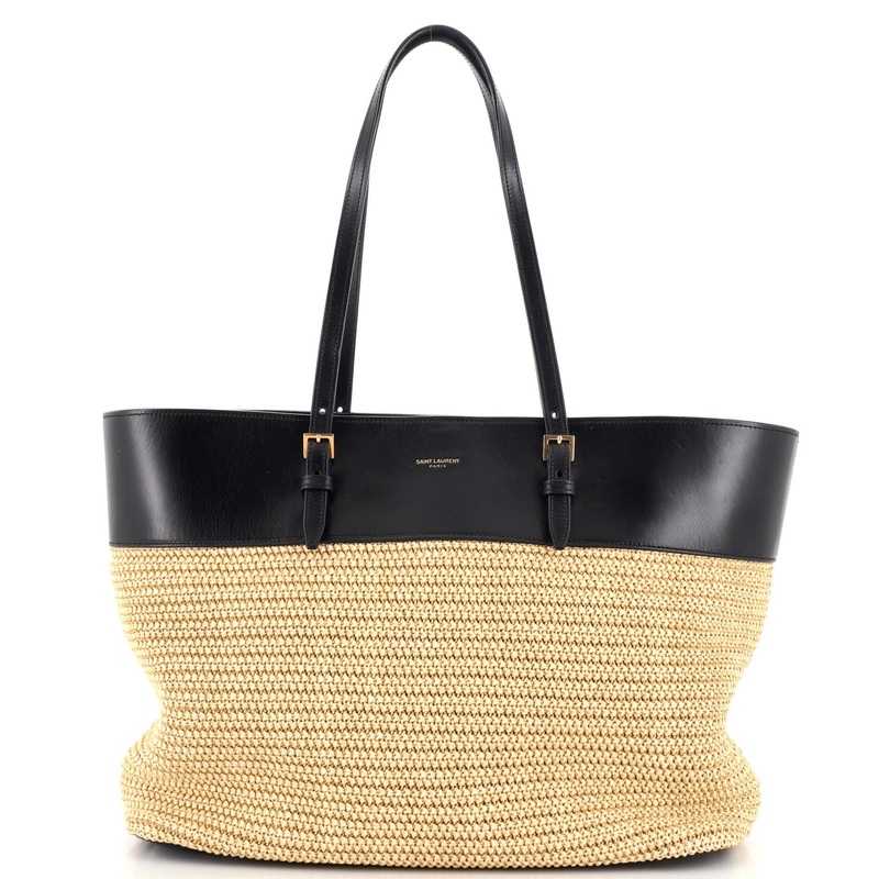 Boucle E/W Shopping Tote Raffia with Leather Medium S744816904606