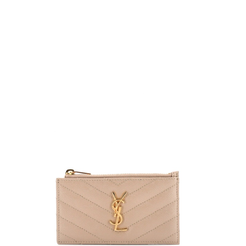 Monogram Fragments Zip Card Holder Matelasse Chevron Leather S744816907095