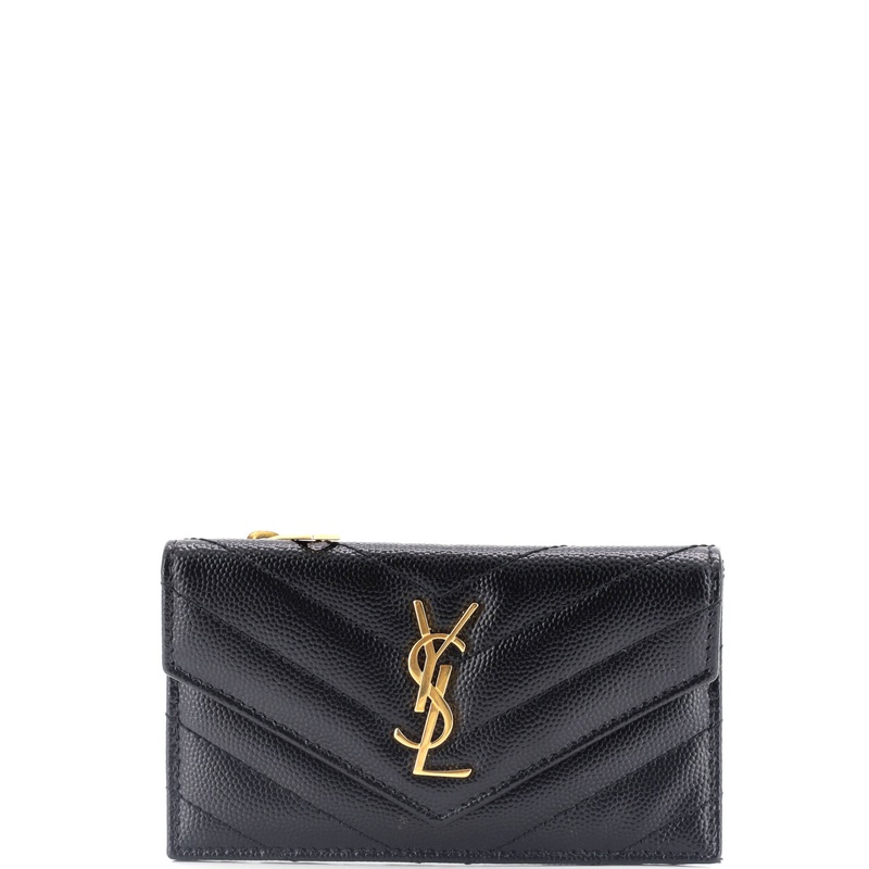 Monogram Fragments Zip Card Holder Matelasse Chevron Leather S744816910148