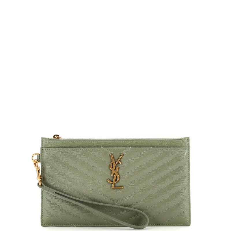 Classic Monogram Zip Bill Pouch Matelasse Chevron Leather Large S744816896341