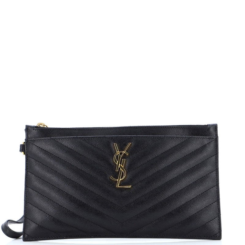 Classic Monogram Zip Bill Pouch Matelasse Chevron Leather Large S744816899393