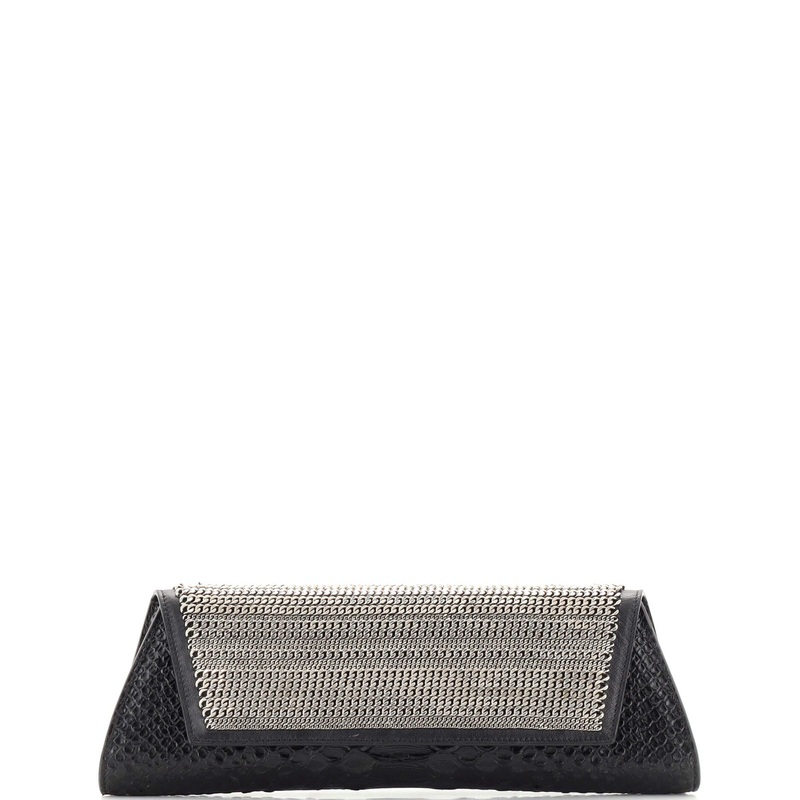 Chain Punk Clutch Python Embossed Leather