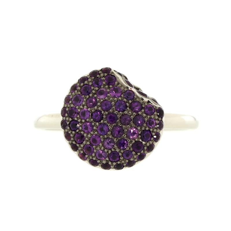 Tentation Macaron Ring 18K White Gold and Amethyst Small