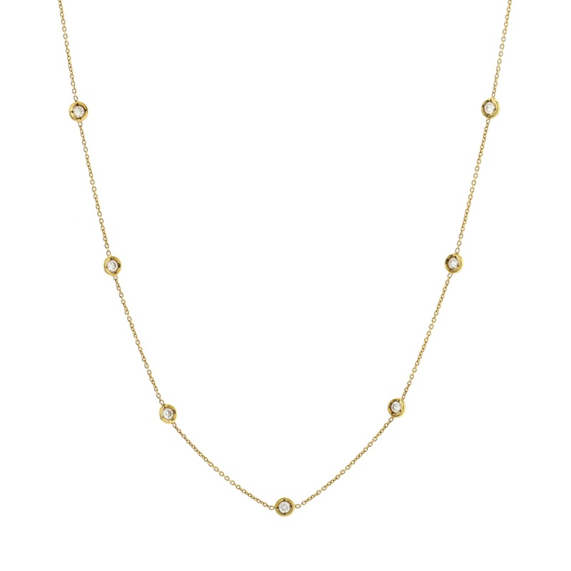 7 Diamond Stations Necklace 18K Yellow Gold with Diamonds S744816882799