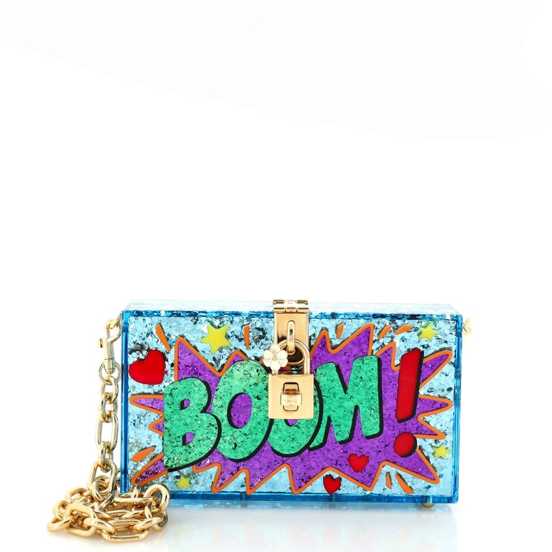 Box Clutch Crystal Embellished Plexiglass Small S744816880506