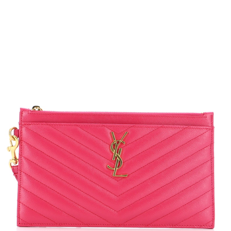 Classic Monogram Zip Bill Pouch Matelasse Chevron Leather Large S744816883441