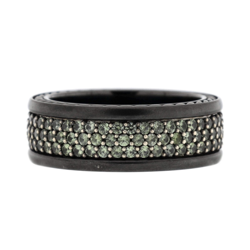 Streamline 3 Row Band Ring Titanium with Paved Grey Sapphires S744816870841