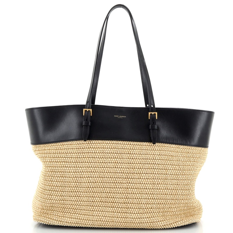 Boucle E/W Shopping Tote Raffia with Leather Medium S744816856424