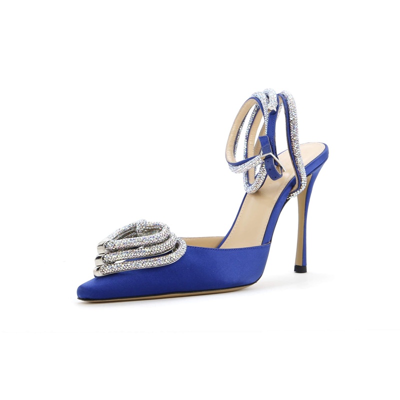 Women’s Triple Heart Ankle Strap Pumps Satin 110 S744816859316