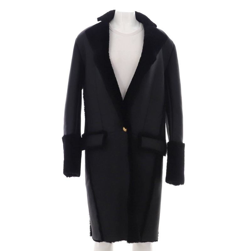 Women’s Two Pocket Single Button Coat Leather and Shearling