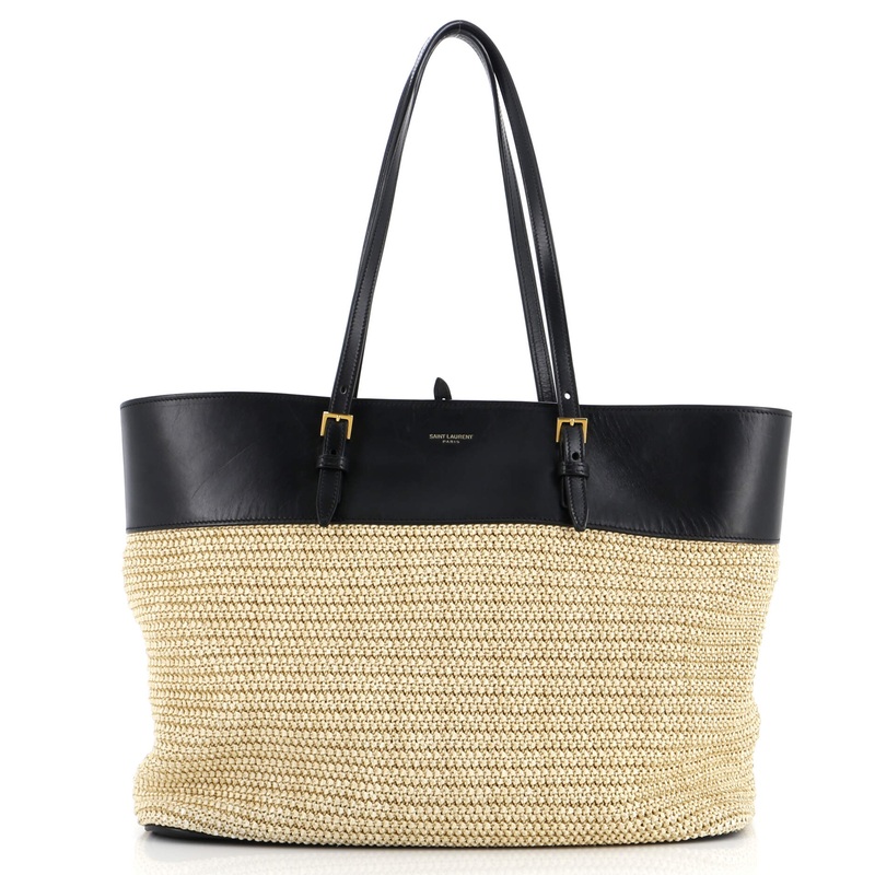 Boucle E/W Shopping Tote Raffia with Leather Medium S744816851443