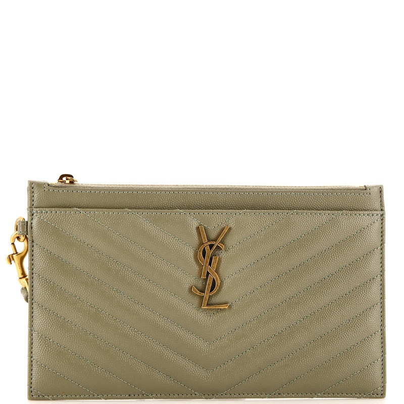Classic Monogram Zip Bill Pouch Matelasse Chevron Leather Large S744816847072
