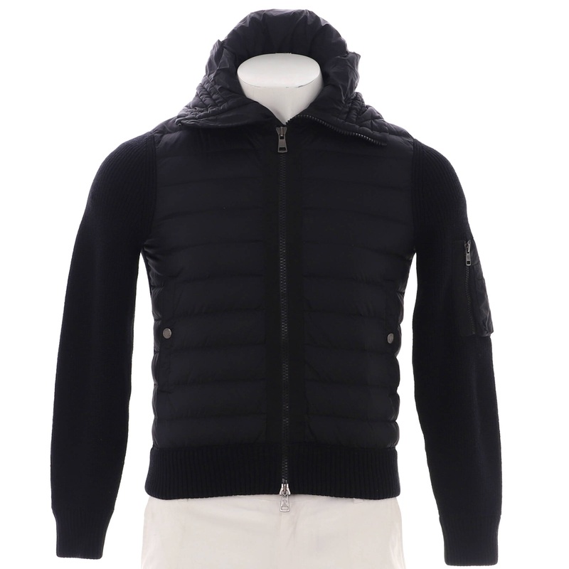 Men’s Tricot Padded Cardigan Quilted Polyamide and Wool with Down