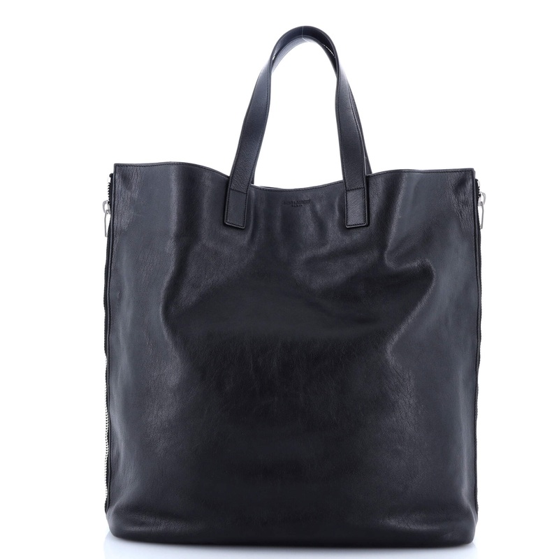 Side Zip Shopper Tote Leather Tall S744816832037