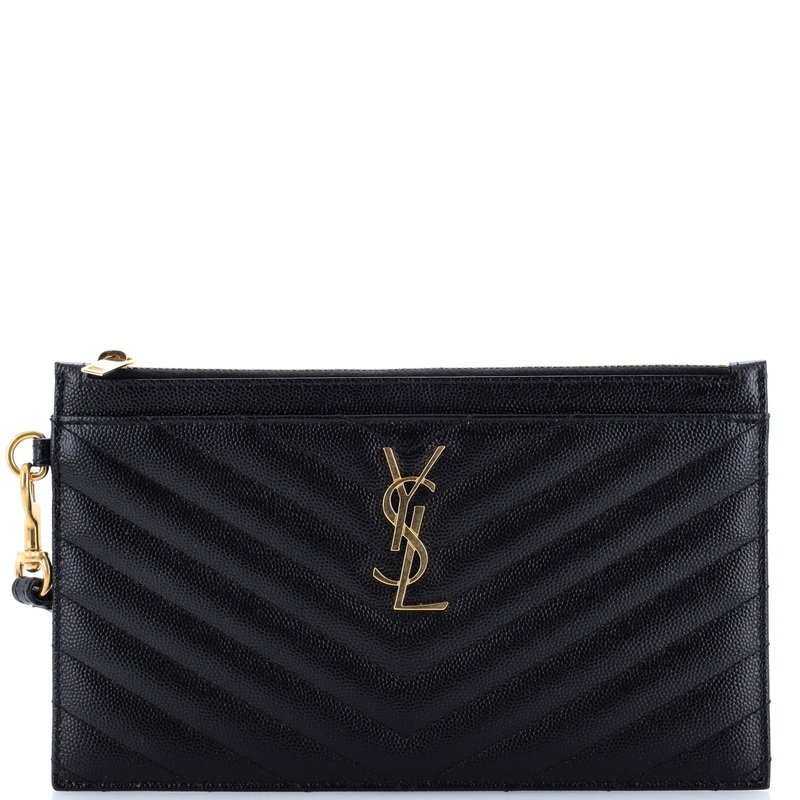 Classic Monogram Zip Bill Pouch Matelasse Chevron Leather Large S744816761680