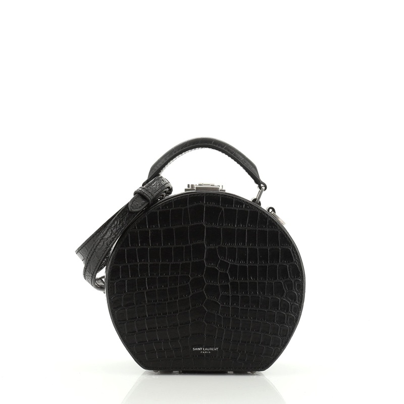 Mica Hatbox Bag Crocodile Embossed Leather Small S744816747078