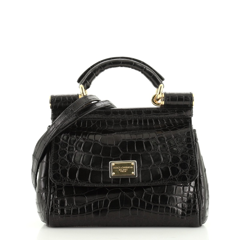 Miss Sicily Bag Crocodile Embossed Leather Mini