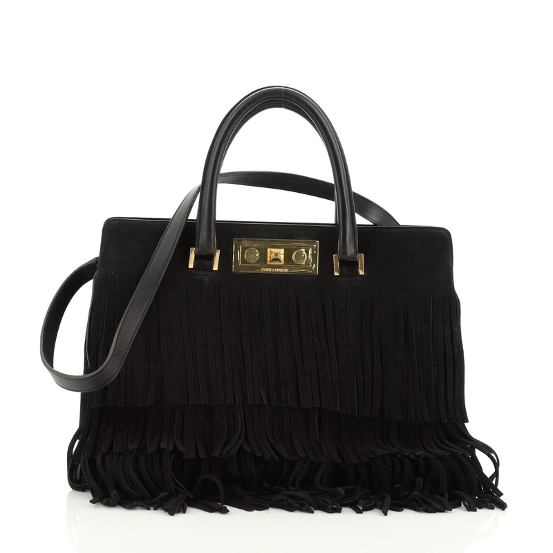 Fringe Trois Clous Convertible Tote Suede Medium S744816735327