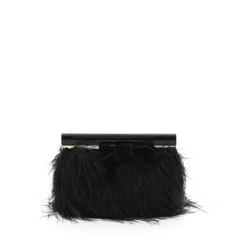 Bow Frame Clutch Feathers