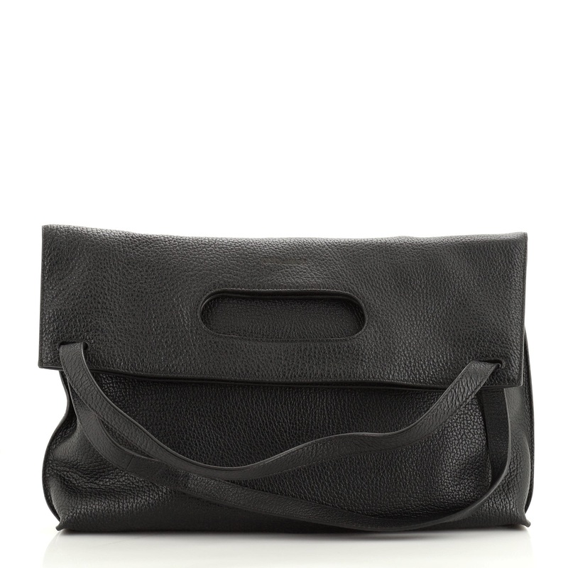 Cut Out Handle Flat Tote Leather Large