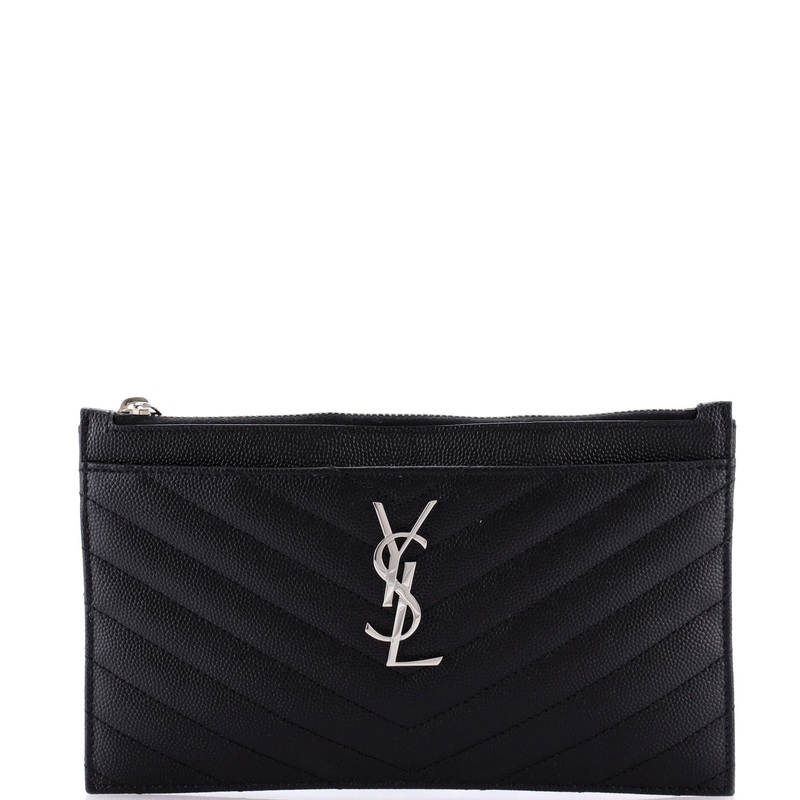 Classic Monogram Zip Bill Pouch Matelasse Chevron Leather Medium S744816714380