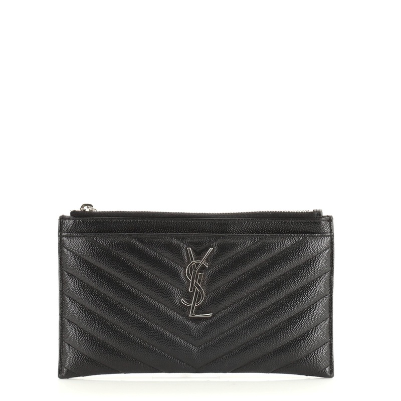 Classic Monogram Zip Bill Pouch Matelasse Chevron Leather Medium S744816718875