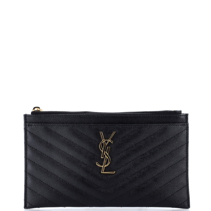 Classic Monogram Zip Bill Pouch Matelasse Chevron Leather Medium S744816694997