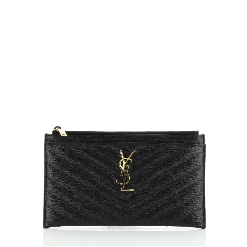 Classic Monogram Zip Bill Pouch Matelasse Chevron Leather Medium S744816699773