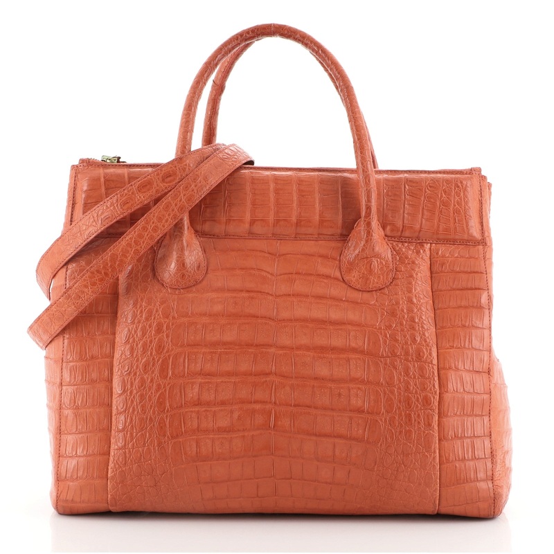 Double Zip Convertible Tote Crocodile Large S744816691580