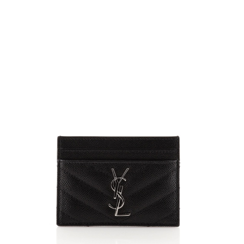 Classic Monogram Card Holder Matelasse Chevron Leather S744816678010