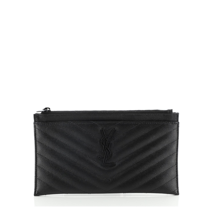 Classic Monogram Zip Bill Pouch Matelasse Chevron Leather Medium S744816675096